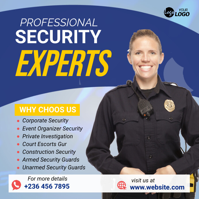 Security Ad Examples Plantilla de Blue Security Services Ads Instagram Post | PosterMyWall