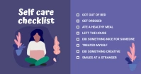 Blue Self-care Checklist with Illustrations Facebook Shared Image template
