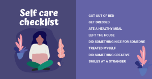 Blue Self-care Checklist with Illustrations Facebook Shared Image template