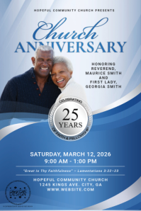 Blue Silver Church Anniversary Celebration Banner 4' × 6' template