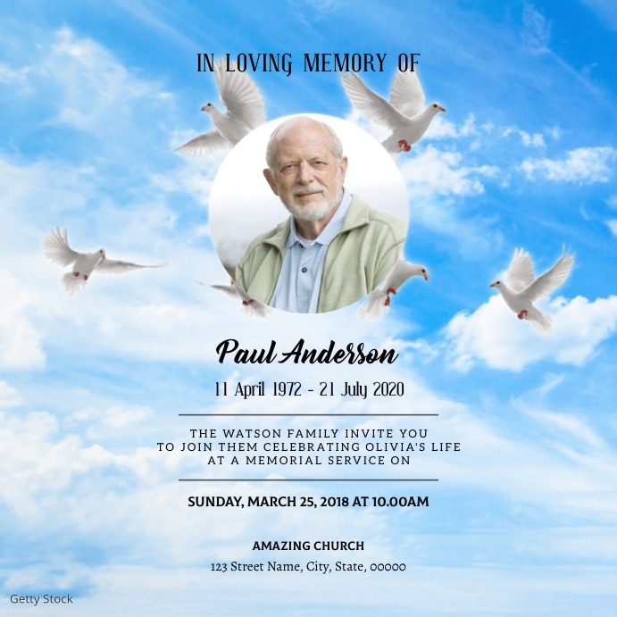 Blue sky Funeral Instagram post Template | PosterMyWall