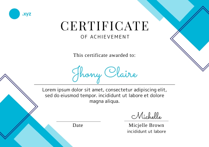 blue sky Geometry Certificate template A4