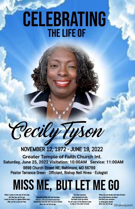 blue sky Obituary Cover,church newsletter Template | PosterMyWall