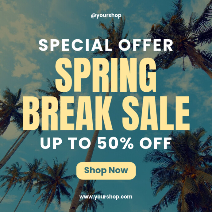 Blue Sky Spring Break Sale Instagram Post Template | PosterMyWall