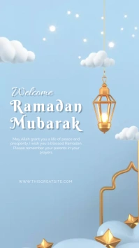 Blue Sky Welcome Ramadan  template Instagram Story