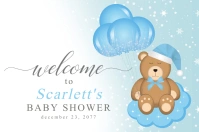 Blue Sleepy Bear Baby Shower Welcome Sign Banner 4' × 6' template