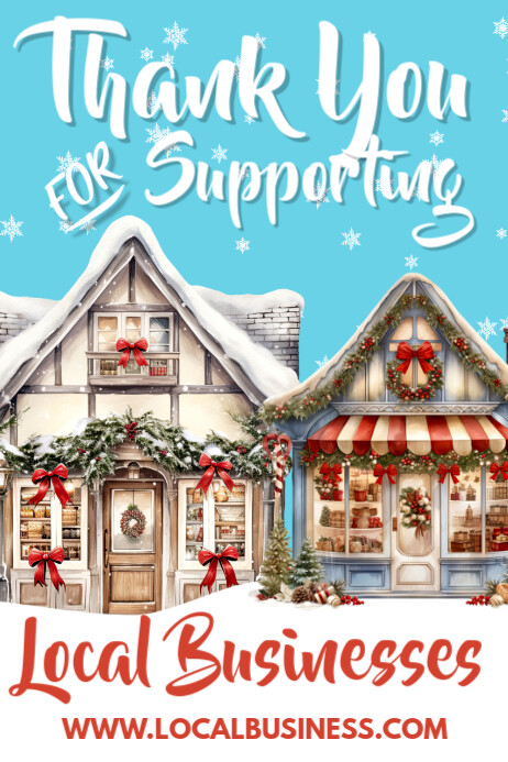 Blue Snow 3d Shop Local Poster Cartaz template
