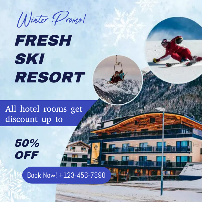Winter Promo Blue snow winter promo template | PosterMyWall