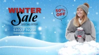 Blue snow winter sale digital display template