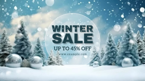 Blue snow winter sale instagram post งานแสดงผลงานแบบดิจิทัล (16:9) template