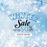 Blue snow winter sale instagram post template