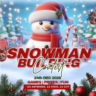 Blue Snowman Building Contest Instagram Post template