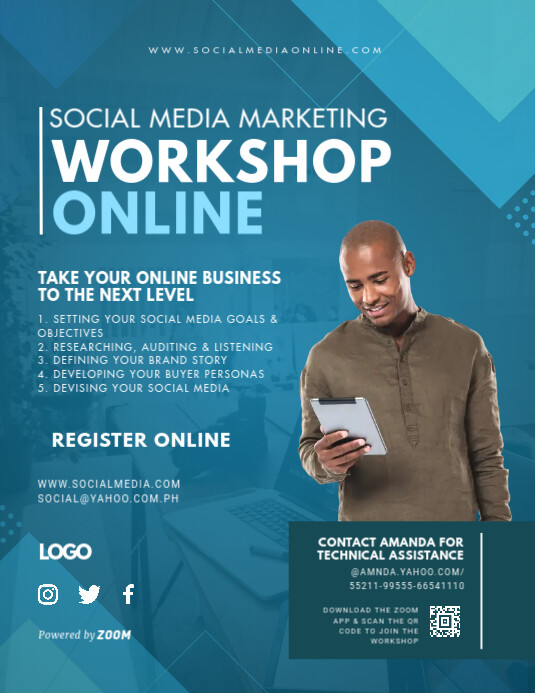 Blue Social Media Marketing Flyer Template PosterMyWall