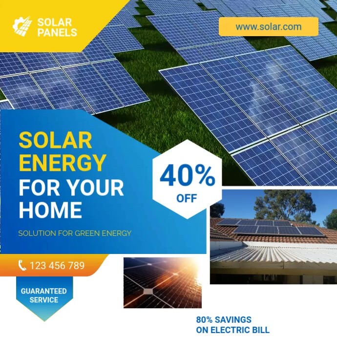 Blue Solar Panel Ad Instagram Video Design Template | PosterMyWall