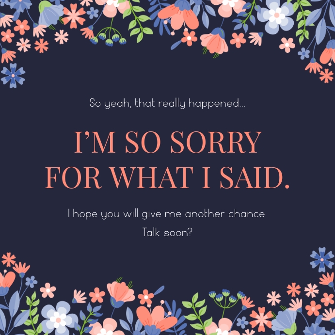 Blue Sorry Greeting Card Instagram Post Template | PosterMyWall