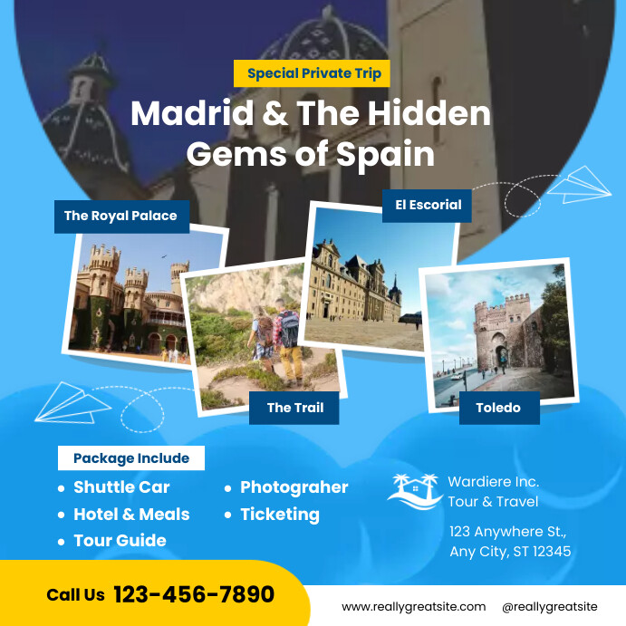 Blue Spain Tour And Travel Agent Instagram Po template