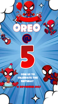 Blue Spider Theme Birthday  Digital Display (9:16) template