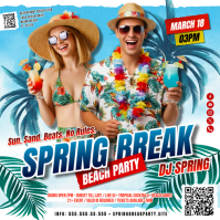 Blue Spring Break Beach Party Instagram Post Instagram-Beitrag template