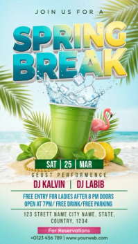 Blue Spring Break Party Instagram Story template