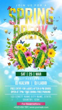 Blue Spring Break Party Instagram Story Video template