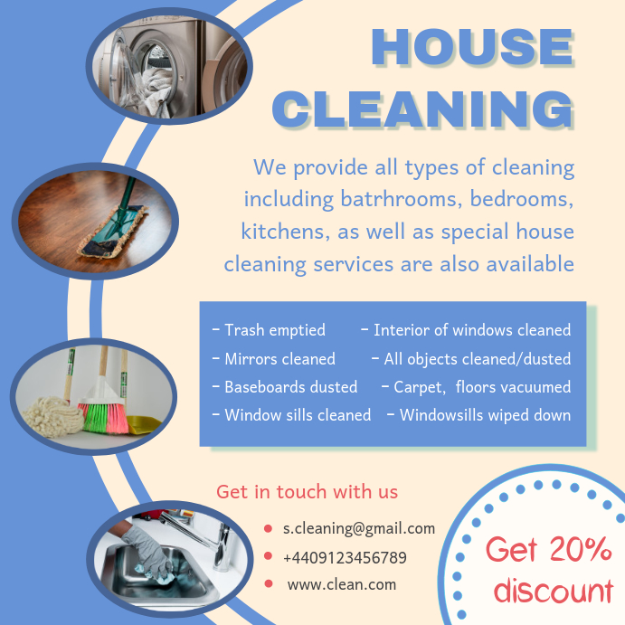 Blue Spring Cleaning Service Advertisement Sample Publicação no Instagram template