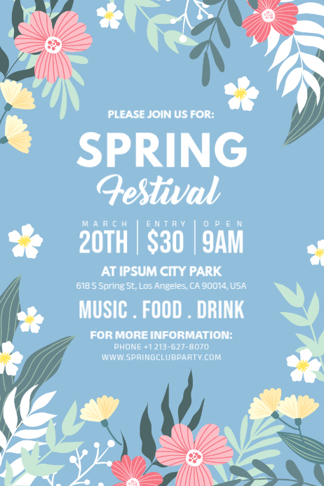 Blue Spring Festival Posters Template | PosterMyWall