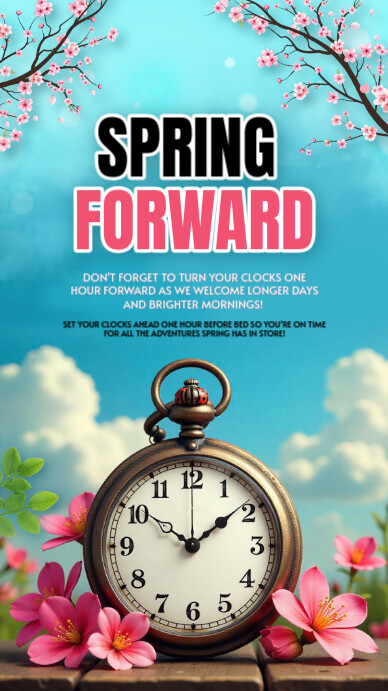 Blue Spring Forward Instagram Story template