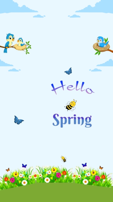 Spring Weather Poster Blue spring in flower garden online poster Template | PosterMyWall