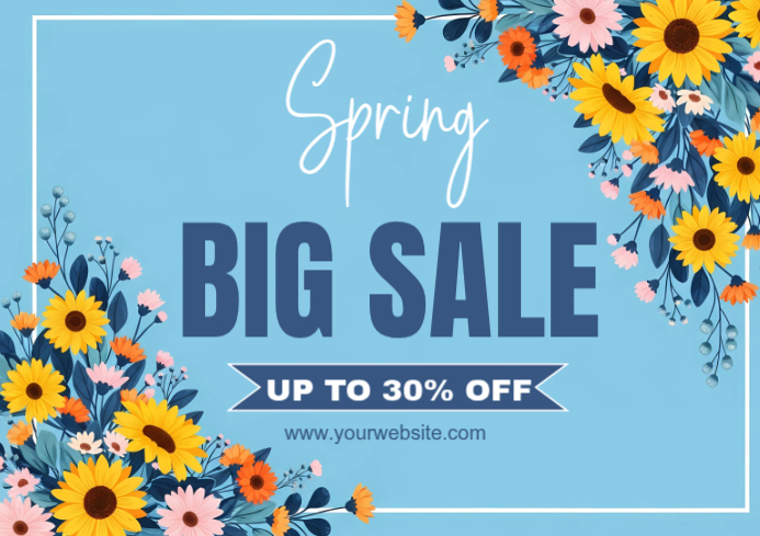 Blue Spring Sale A4 Template | PosterMyWall