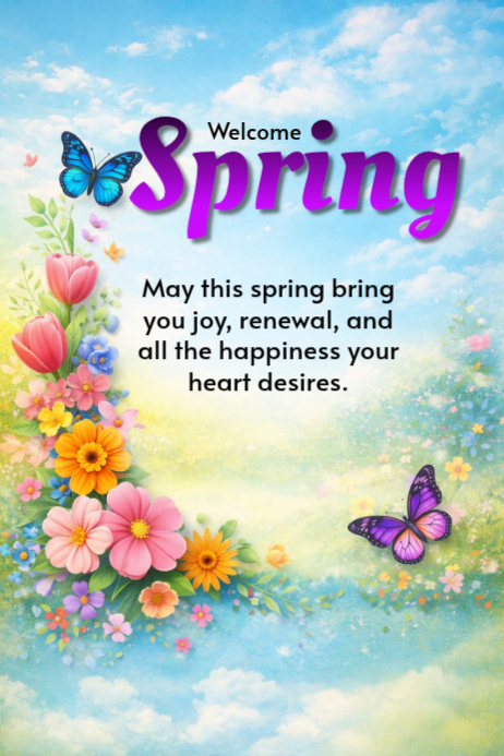 Welcome Spring R Poster Blue Spring Welcome Poster Template | PosterMyWall