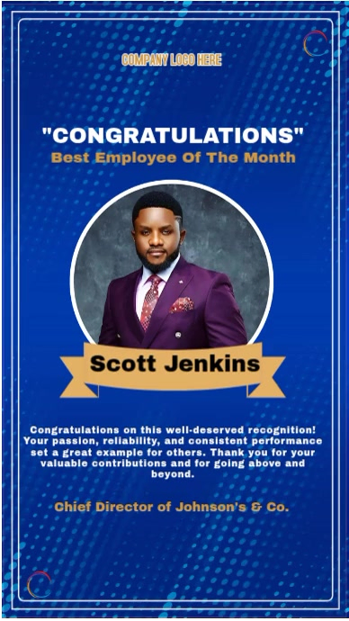 Blue Staff Appreciation Award Design Instagram Reel Template | PosterMyWall