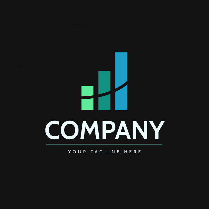 Blue Stock Market Bars Minimalist Company Log Logo template