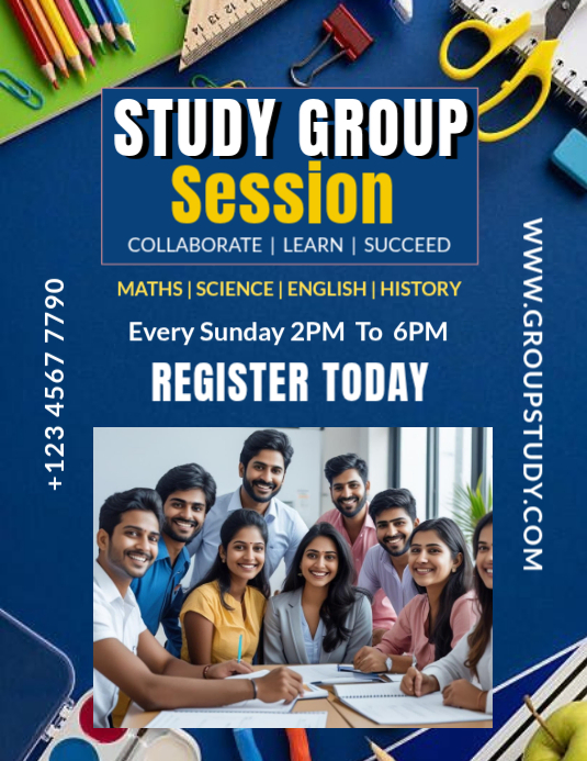 Blue Study Group Flyer (us Letter) Template | PosterMyWall