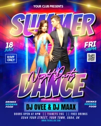 Blue Summer Dance Night Party Flyer Instagram Portrait template