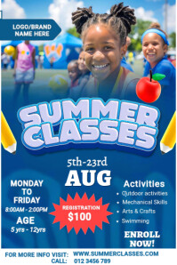Blue  Summer Fun Camp For Kids - Enroll Now For Engaging Activities! Poster template