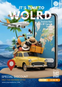 Blue Summer Holidays Trip A6 template