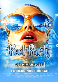 Blue Summer Party Flyer A6 template