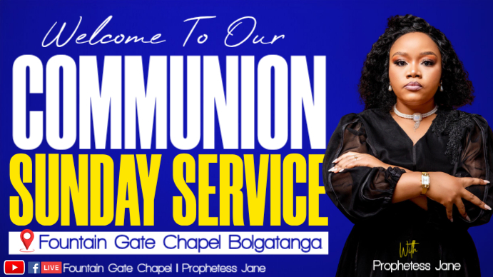 Blue Sunday Service Digital Display Template | PosterMyWall