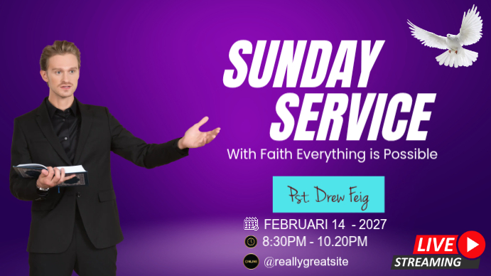 Blue Sunday Service YouTube Thumbnail Template | PosterMyWall