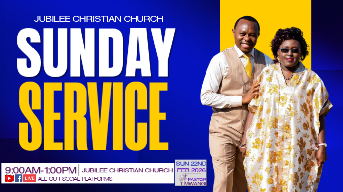 Blue Sunday Service YouTube Thumbnail Template | PosterMyWall