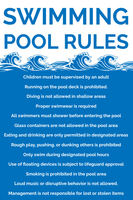 Plantilla de Blue Swimming Pool Rules Poster | PosterMyWall