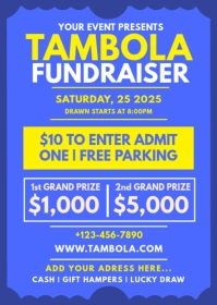 Blue Tambola Fundraiser A6 template