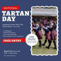 Blue Tartan Day Event Square Video template