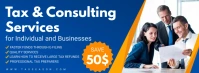 Blue Tax Consulting Services Banner Ad Facebook Cover Photo template