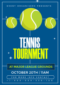 Blue Tennis Tournament Flyer  A3 template