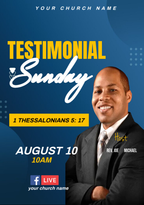 Blue Testimony Sunday A4 template