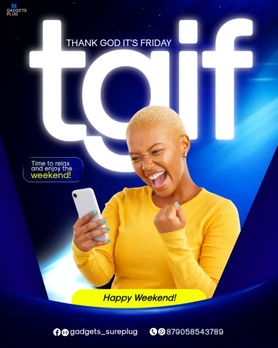 Copy of Blue TGIF Weekend Celebration Instagram Portrait Video ...