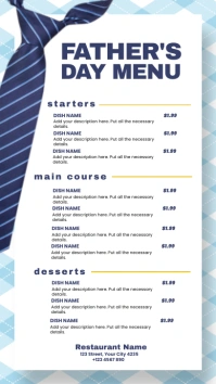 Blue Tie Father's Day Menu Template  Instagra Instagram Story