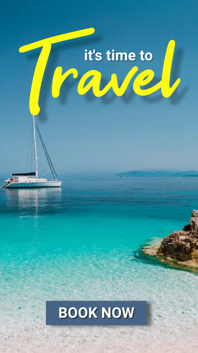 Blue Time To Travel   Digital Display (9:16) template