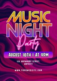 Blue Tipografi Music Night Party A2 template